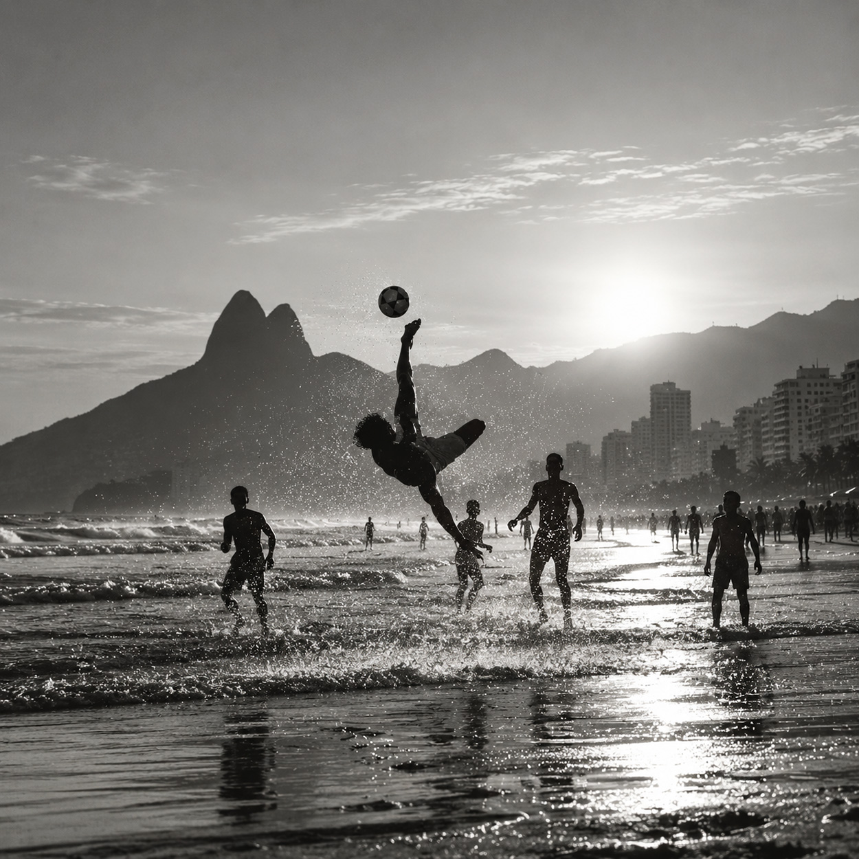 Jogando bola na praia de Ipanema