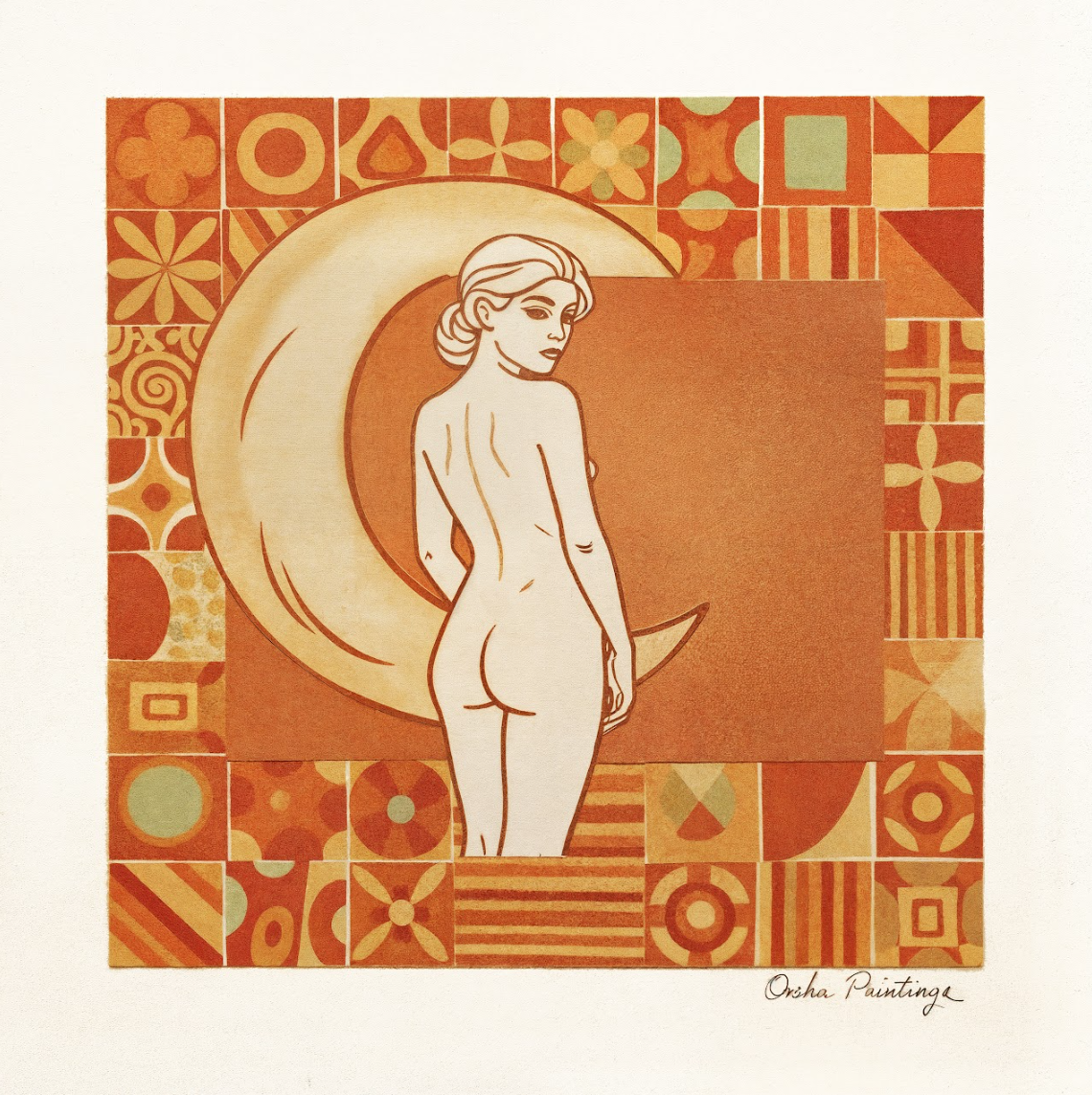Collage girl and moon