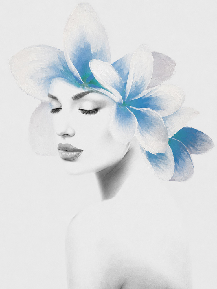 Delicate girl and flower