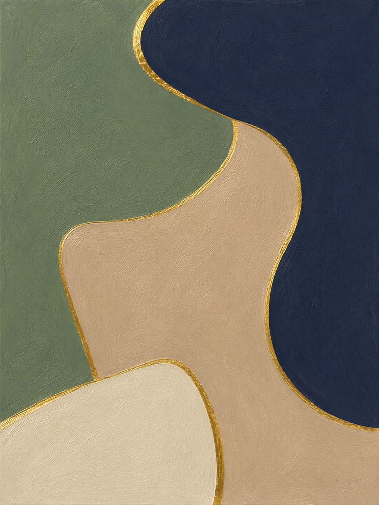 Formas abstratas e linhas douradas C