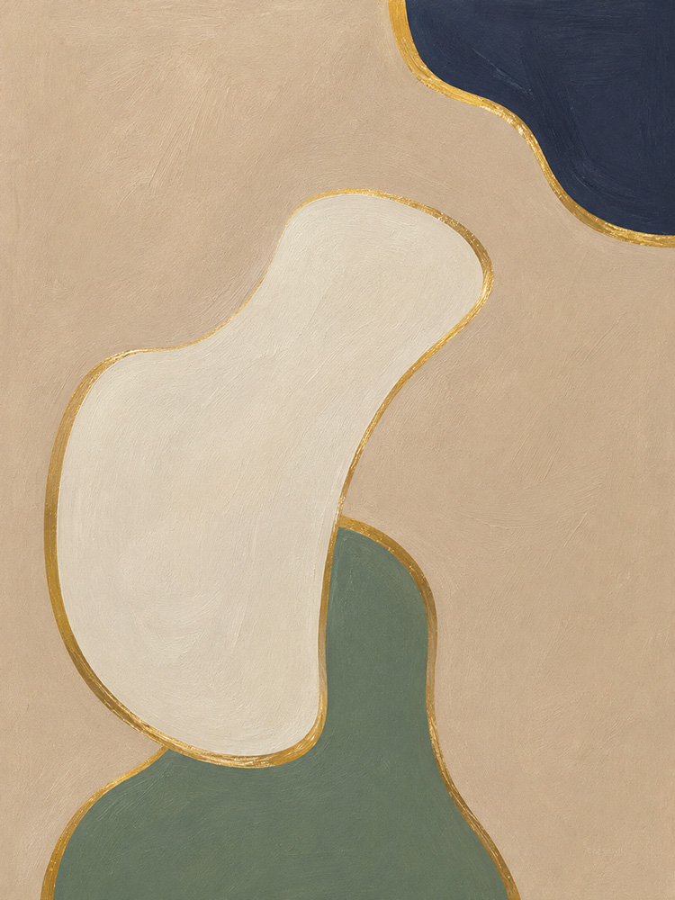 Formas abstratas e linhas douradas B