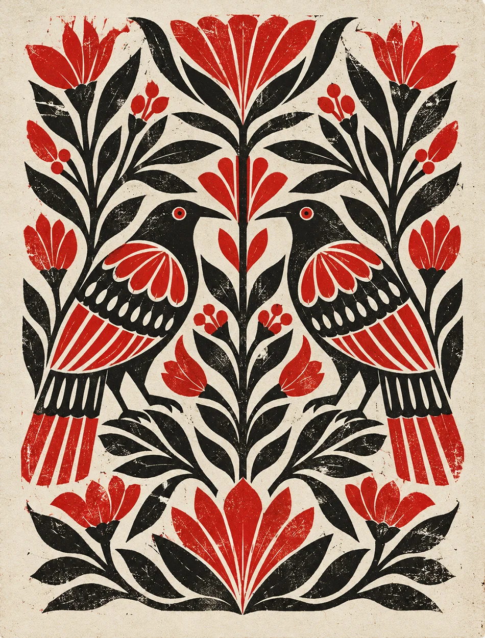 Aves e flores