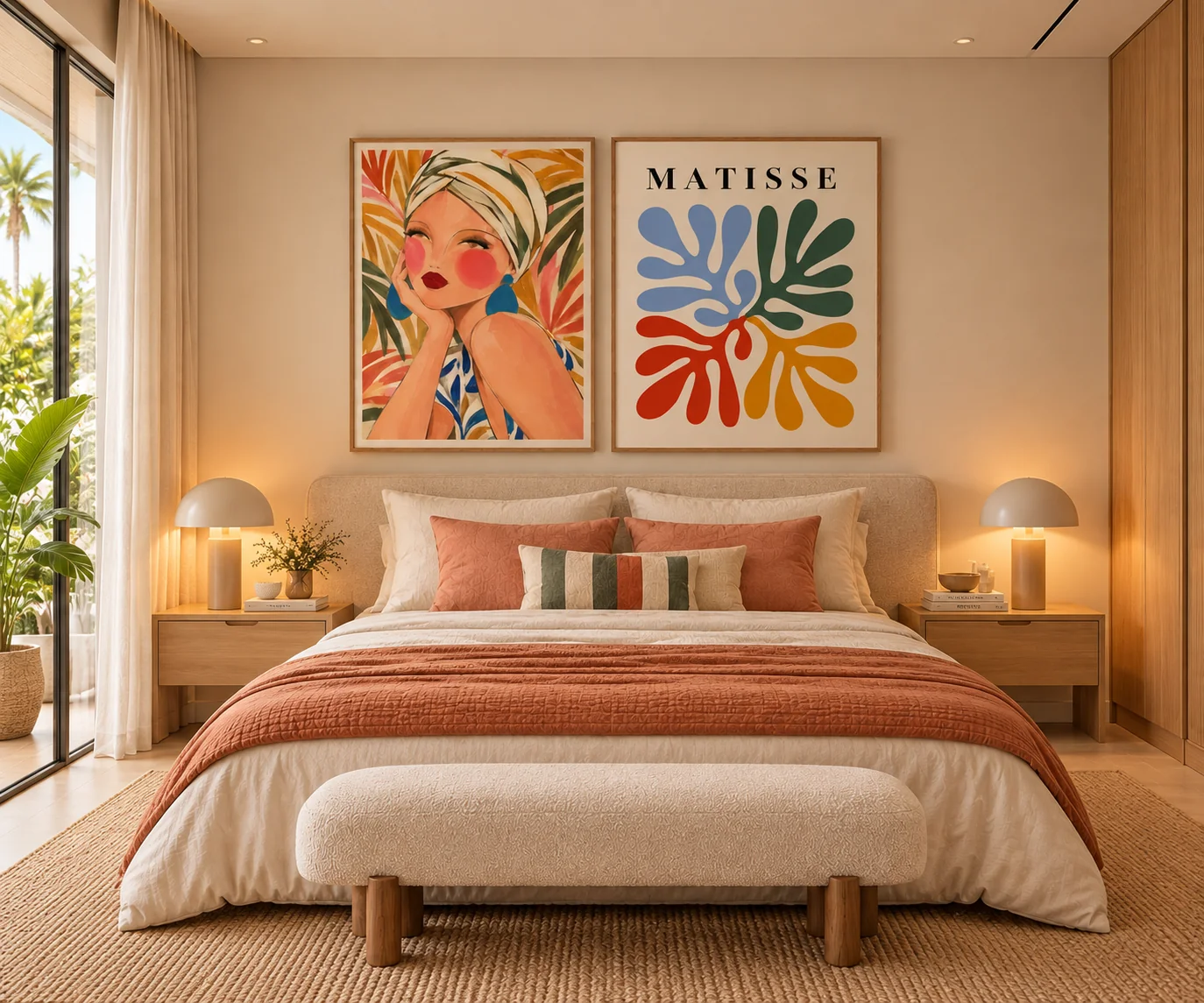 Quarto jovem, sofisticado e colorido