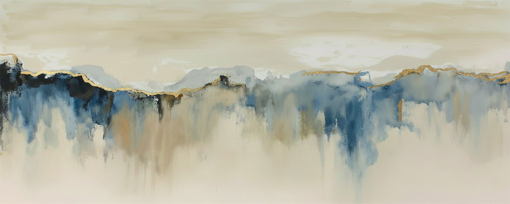 Abstract landscape gold and blue