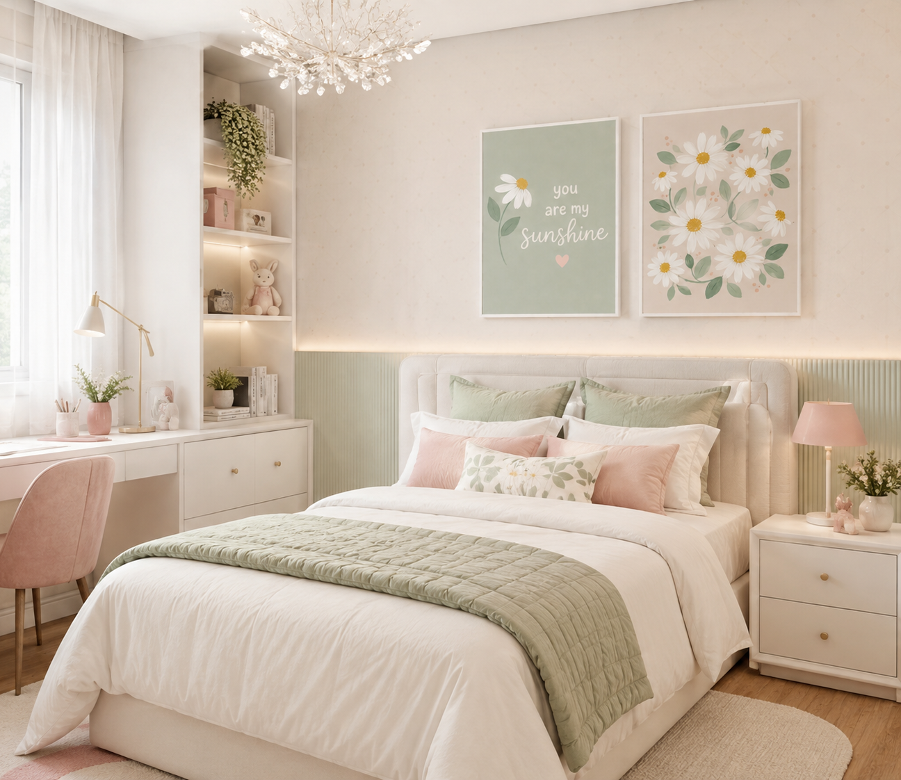 Floral em tons verdes