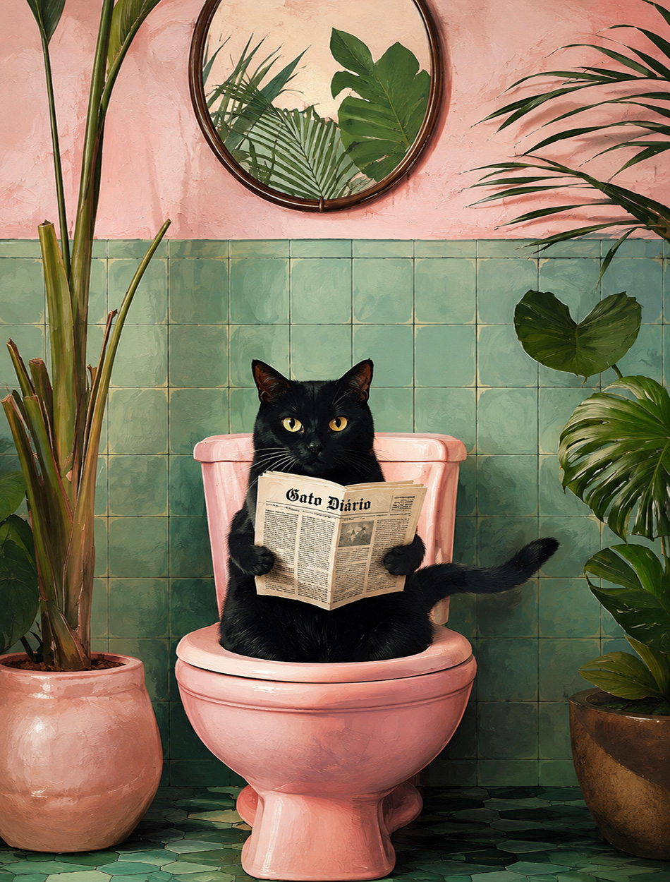 Cat with newspaper