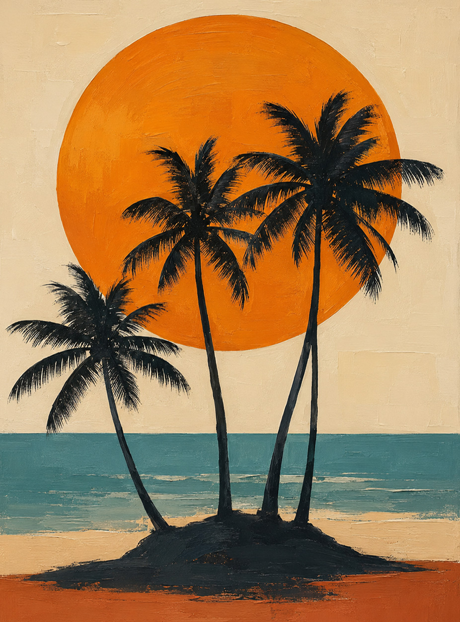 Palms and sunset