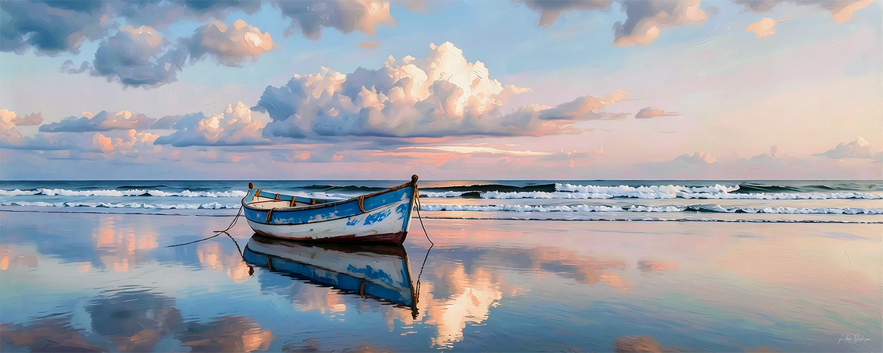 Barquinho na praia azul